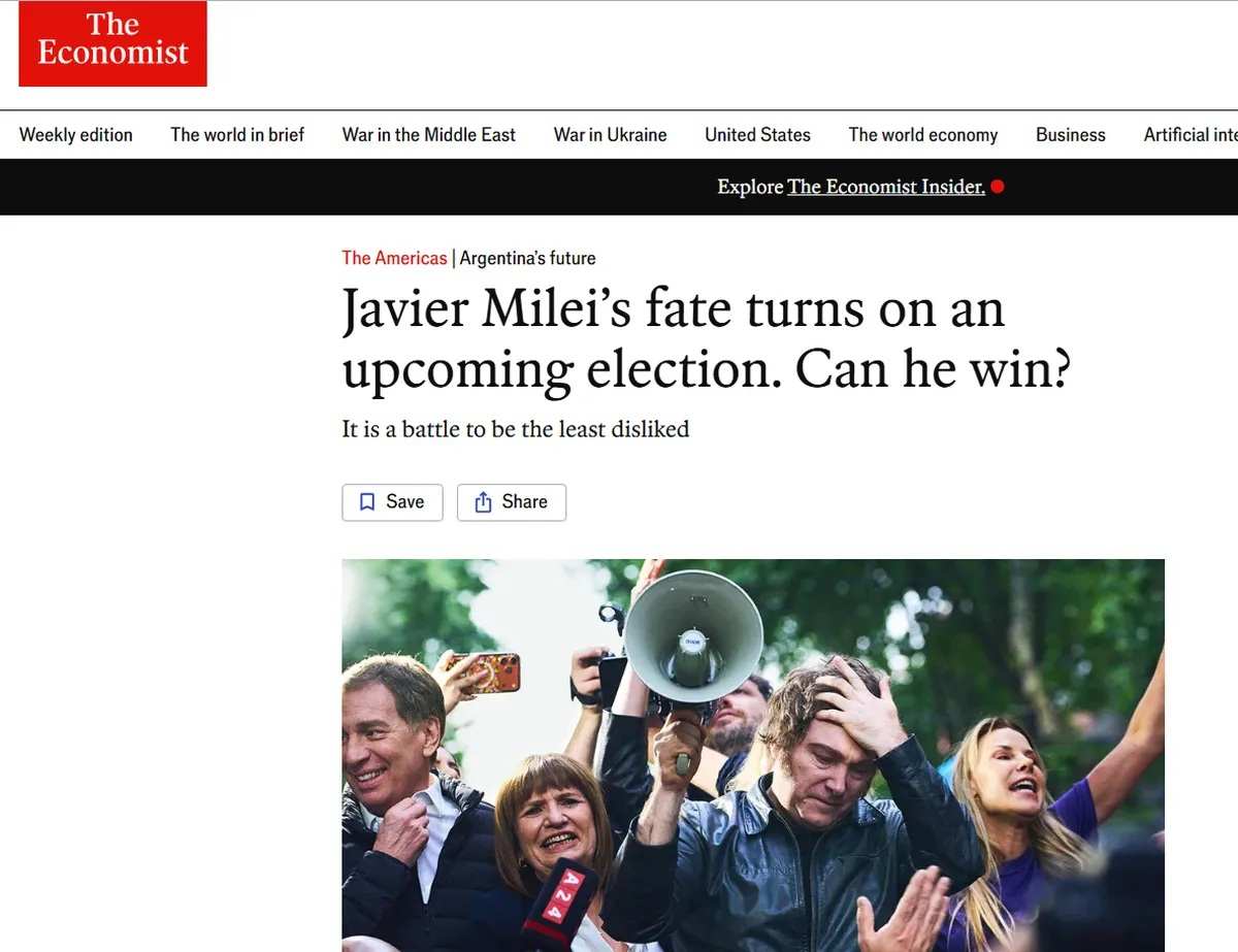 El artículo de The Economist sobre las elecciones y lo que se juega Javier Milei