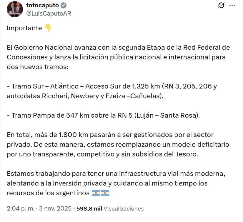 El anuncio de Luis Caputo.