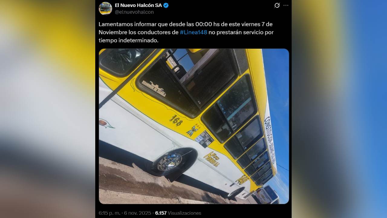 El posteo de los empleados de la Línea 148, que este viernes no trabajarán por falta de pago