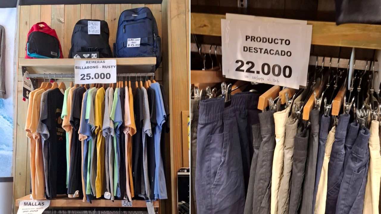 Remeras, mallas y bermudas, entre algunas de las ofertas del local