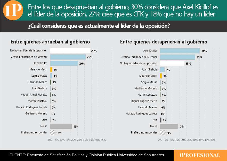 Kicillof aventaja a Cristina Kirchner como líder entre los votantes más críticos del Gobierno