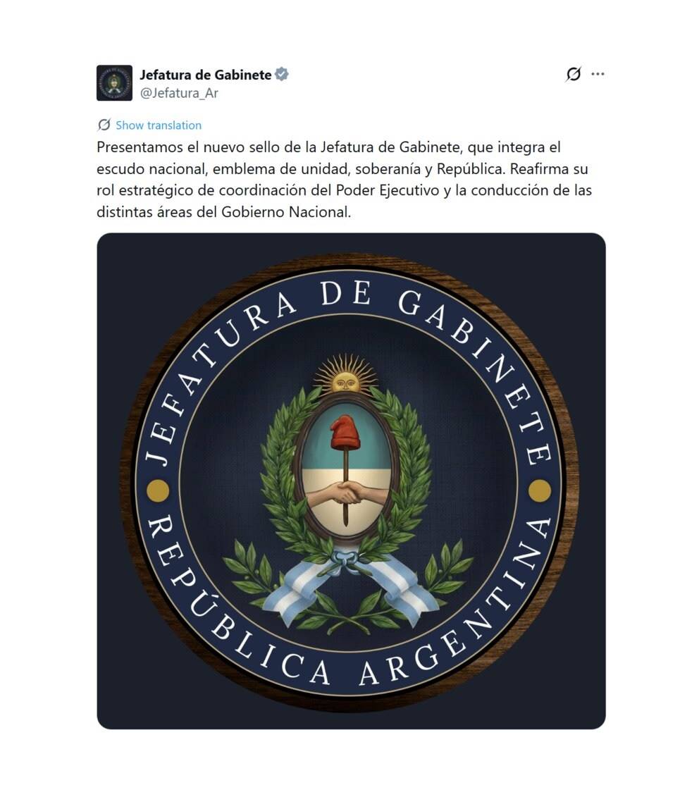 El nuevo escudo de la Jefatura de Gabinete