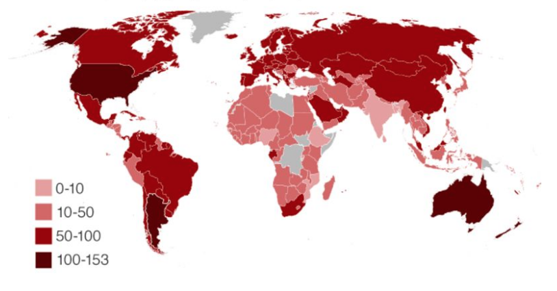 Consumo de carne (Kg por persona por año). Fuente | UN Food and Agriculture Organization