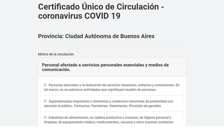 Esta es una de las pantallas donde se debe seleccionar el servicio específico que se desempeña