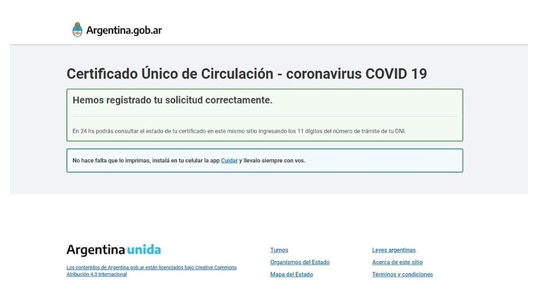 La solicitud se registra y, a las 24 horas, se debe consultar si ha sido aprobada o no