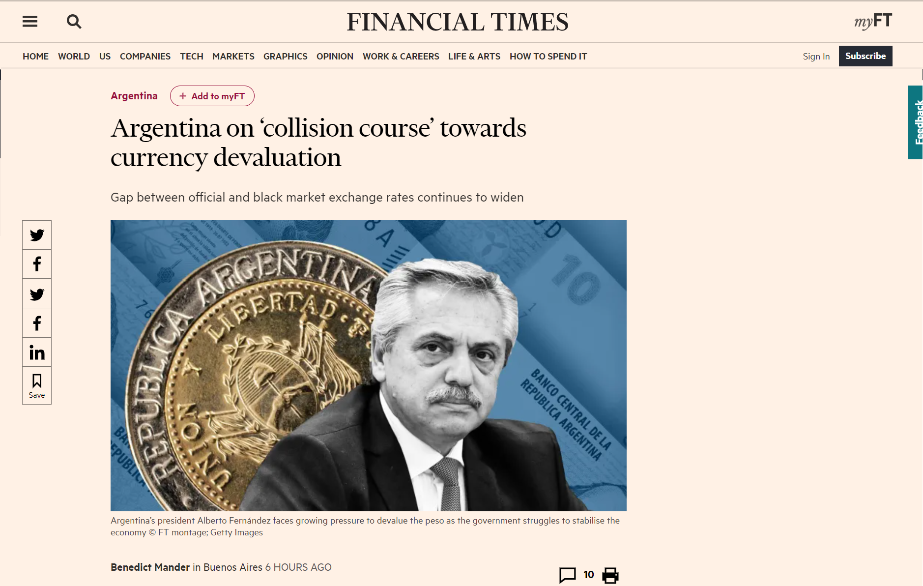 El artículo del Financial Times que habla de la situación argentina