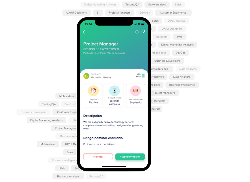 Podés encontrar tu trabajo mediante una búsqueda en la app.