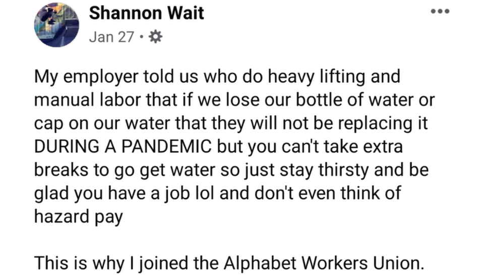 La publicación de Shannon Wait en Facebook