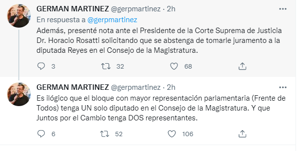 Otros tuits que publicó Martínez en los que brinda su opinión sobre la diputada Reyes