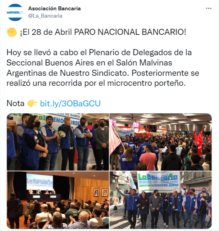 El tuit que publicó La Bancaria