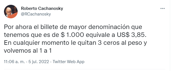 El tuit de Roberto Cachanosky