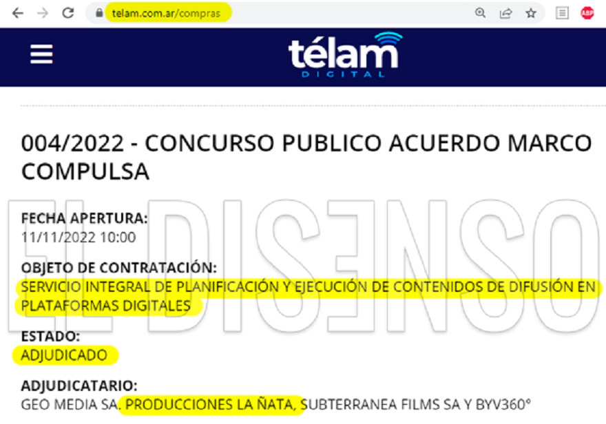 Télam le adjudica el Concurso Público a la empresa de Roberto Navarro.