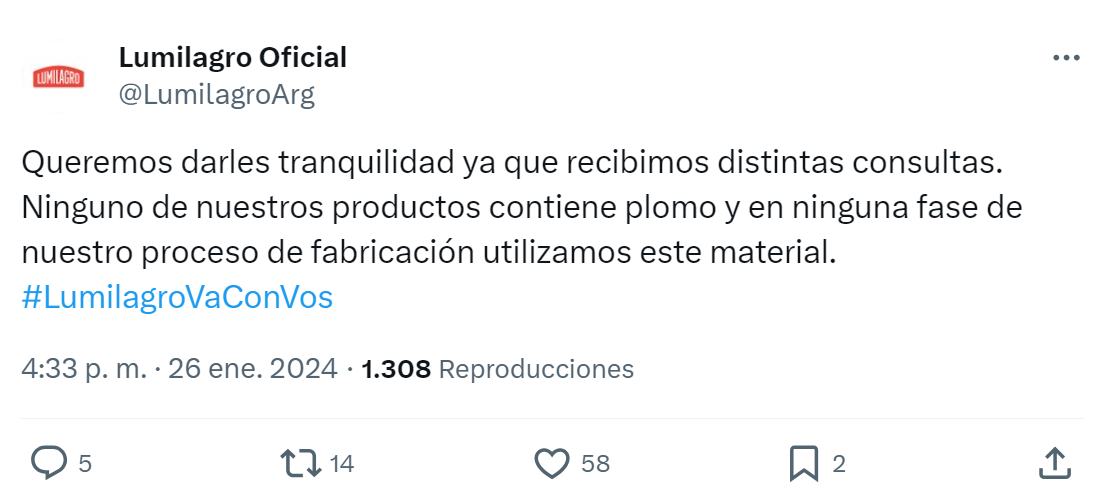 Lumilagro aclaró que, a diferencia de Stanley, no utiliza plomo en sus productos.