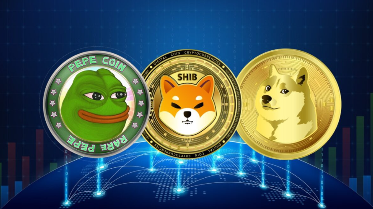 Tres de las meme coins más populares.