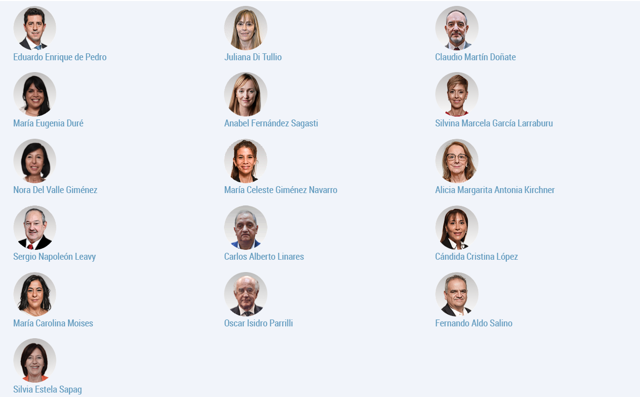 Los miembros del bloque de Unidad Ciudadana en el Senado.