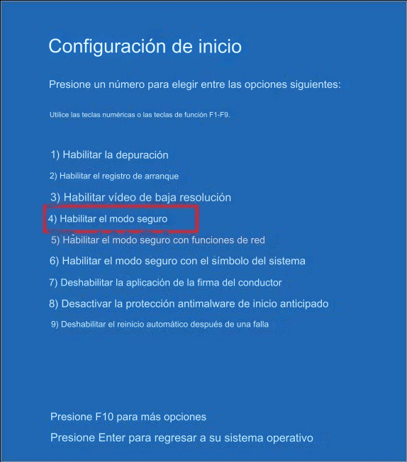 Será necesario iniciar el equipo en modo seguro.