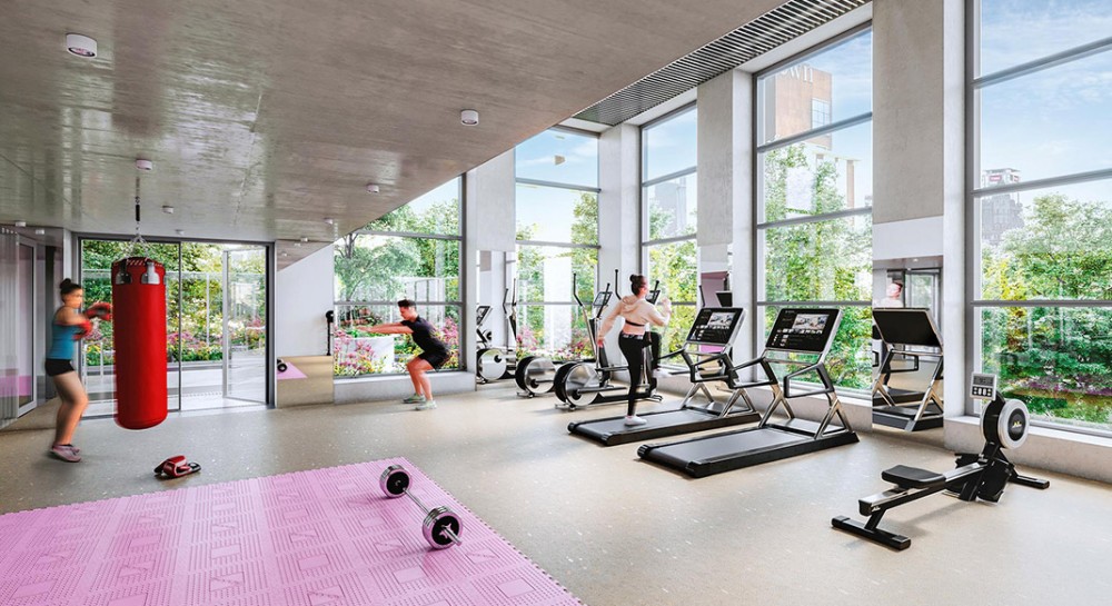 Área para entrenamiento funcional en el edificio Huergo 475