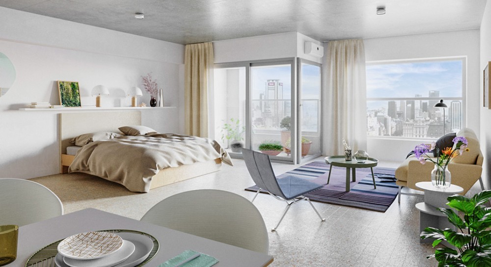 Interior de departamento de 1 ambiente en Huergo 475