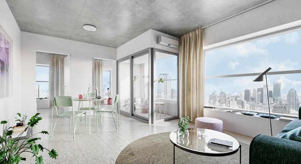 Interior de departamento de 2 ambientes en Huergo 475